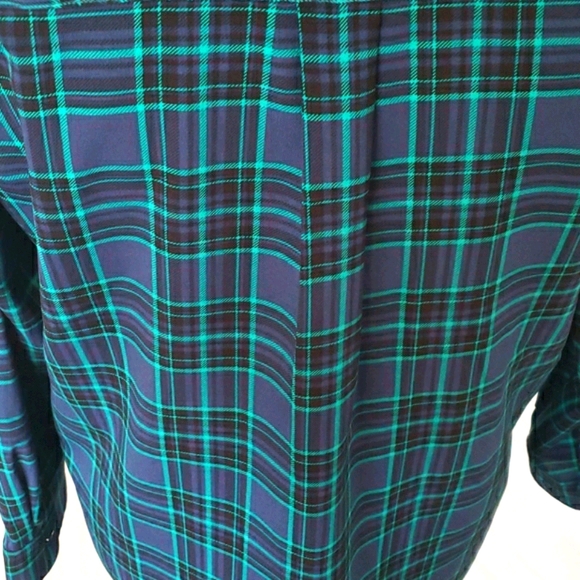 TALBOTS NAVY & TEAL BUTTON DOWN BLOUSE, Me… - Picture 6 of 9